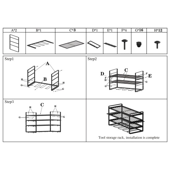 4-Tier Wall-Mounted Power Tool Organizer & Drill Holder Rack, Heavy-Duty Carbon Steel Garage Storage for Cordless Drills